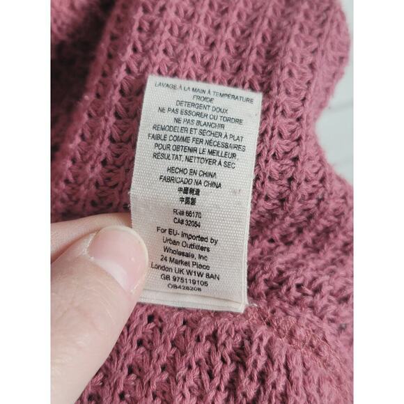 FREE PEOPLE MOONSHINE WAFFLE KNIT COLD SHOULDER SWEATER IN MAUVE, SZ SMALL - Picture 9 of 14
